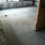 Living Room Floor with grinding completed and filler applied